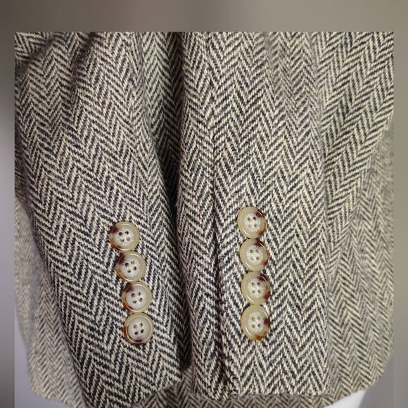 Ralph Lauren Wool Silk Blend Herringbone Blazer Jacket 12P Equestrian Preppy - Picture 15 of 16